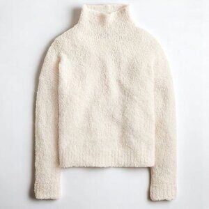 J. Crew Cream Winter White Boucle Turtleneck Sweater Alpaca Wool Blend